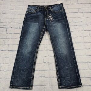 True Luck Jeans Mens 34x30 Dark Blast Bootcut Classic Stretch Denim TL24012361